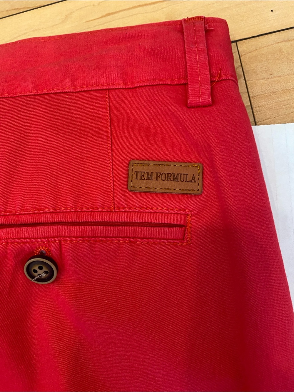 European brand in Raspberry Red Slim Cotton Mix Chino Pants Size Euro 48/US 16 - Picture 9 of 16